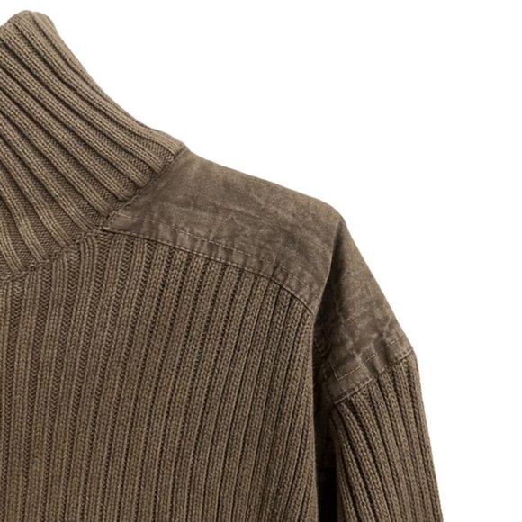 Oscar De La Renta Cotton Taupe Quarter Zip Sweater Size Large - Picture 5 of 6